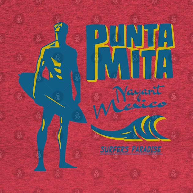 Punta Mita Surfer silhouette Vintage by Alexander Luminova